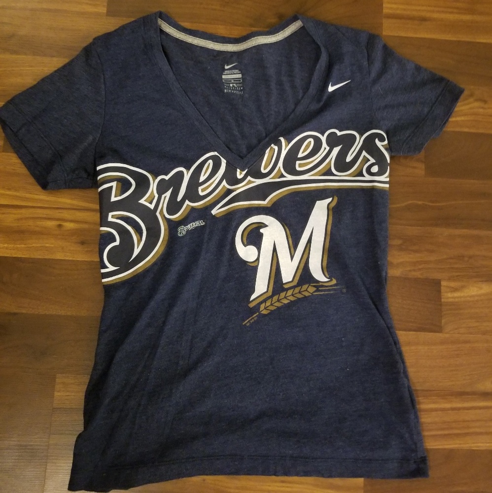 Milwaukee Brewers Nike Women's Mid V-Neck Shirt
